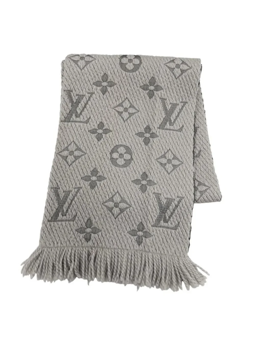 Louis Vuitton Echarpe Logo Mania Wool Silk Gripe Loulou Fringe Scarf